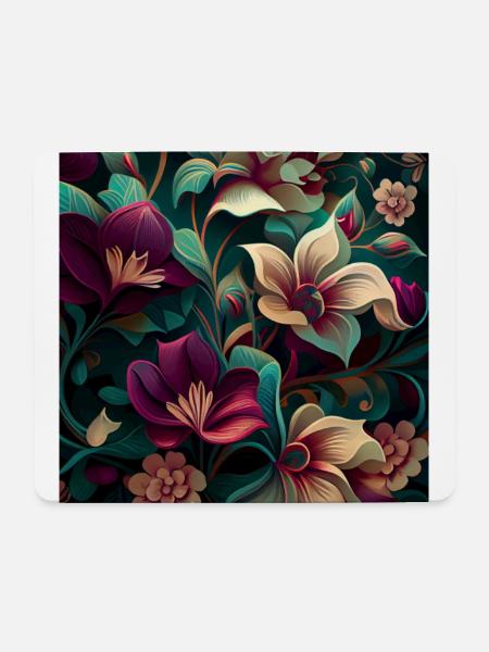 Botanicals Blumenmuster - Mousepad (Querformat) - Weiß