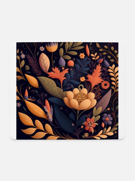 Botanicals Blumenmuster - Mousepad (Querformat) - Weiß