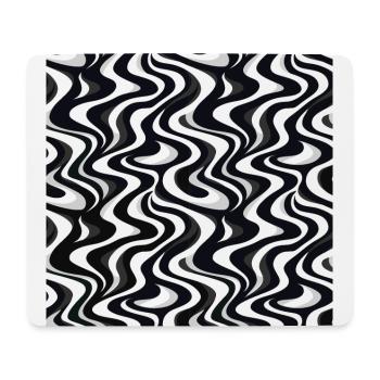 Monochrome Waves: Modern Abstract Ebb and Flow - Mouse Pad (horizontal) - white - Front