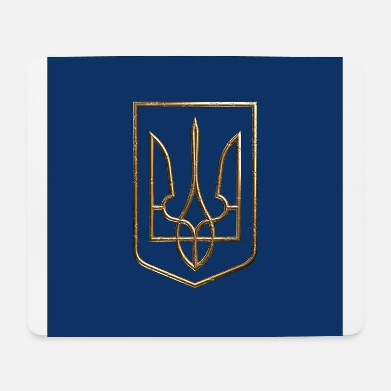 Ukraine Wappen Schild Trident Dreizack Drahtlook 2 - Mousepad (Querformat) - Weiß