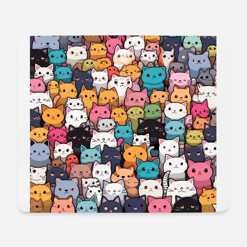 Pelzige Niedlichkeit: 101 Kawaii-Katzen im Pastellparadies - Mousepad (Querformat) - Weiß
