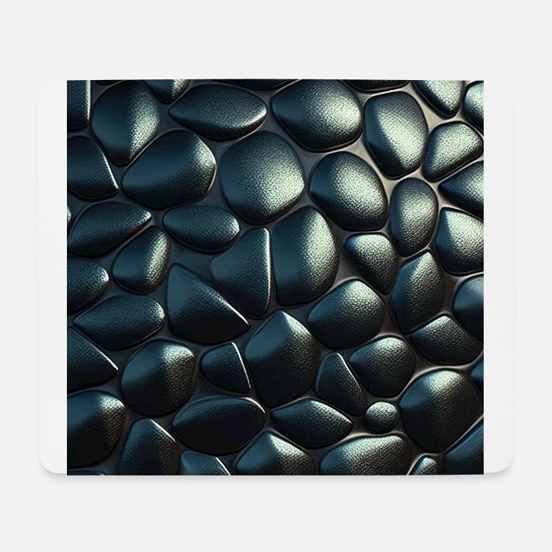 Black Cobblestone Metallic Textured Pattern - Mouse Pad (horizontal) - white
