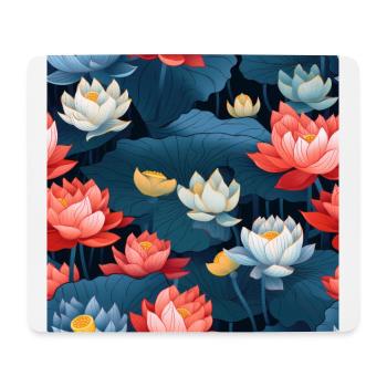 Serenity Blooms: Zeitloses Lotusblumenmuster - Mousepad (Querformat) - Weiß - Vorne
