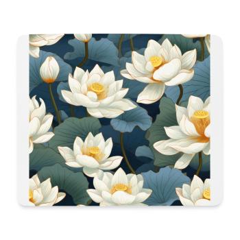 Serenity Blooms: Timeless Lotus Flower Pattern - Mouse Pad (horizontal) - white - Front