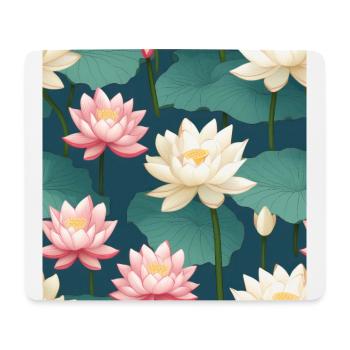 Serenity Blooms: Timeless Lotus Flower Pattern - Mouse Pad (horizontal) - white - Front