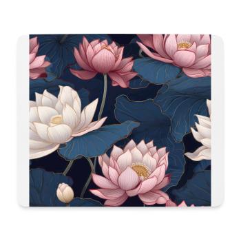 Serenity Blooms: Timeless Lotus Flower Pattern - Mouse Pad (horizontal) - white - Front