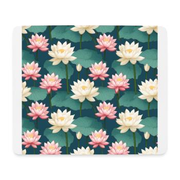 Serenity Blooms: Timeless Lotus Flower Pattern - Mouse Pad (horizontal) - white - Front