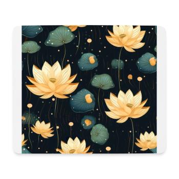 Serenity Blooms: Zeitloses Lotusblumenmuster - Mousepad (Querformat) - Weiß - Vorne
