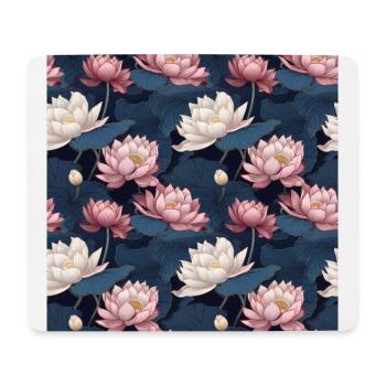 Serenity Blooms: Timeless Lotus Flower Pattern - Mouse Pad (horizontal) - white - Front