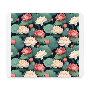 Serenity Blooms: Timeless Lotus Flower Pattern - Mouse Pad (horizontal) - white - Front