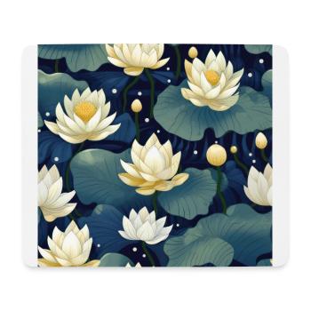 Serenity Blooms: Timeless Lotus Flower Pattern - Mouse Pad (horizontal) - white - Front