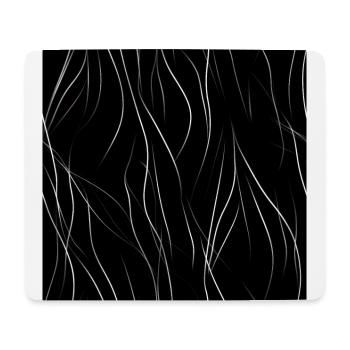 Monochrome Eleganz: Weiße abstrakte Linien auf Schwarz - Mousepad (Querformat) - Weiß - Vorne