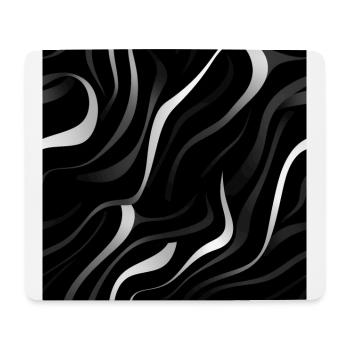 Monochrome Eleganz: Weiße abstrakte Linien auf Schwarz - Mousepad (Querformat) - Weiß - Vorne