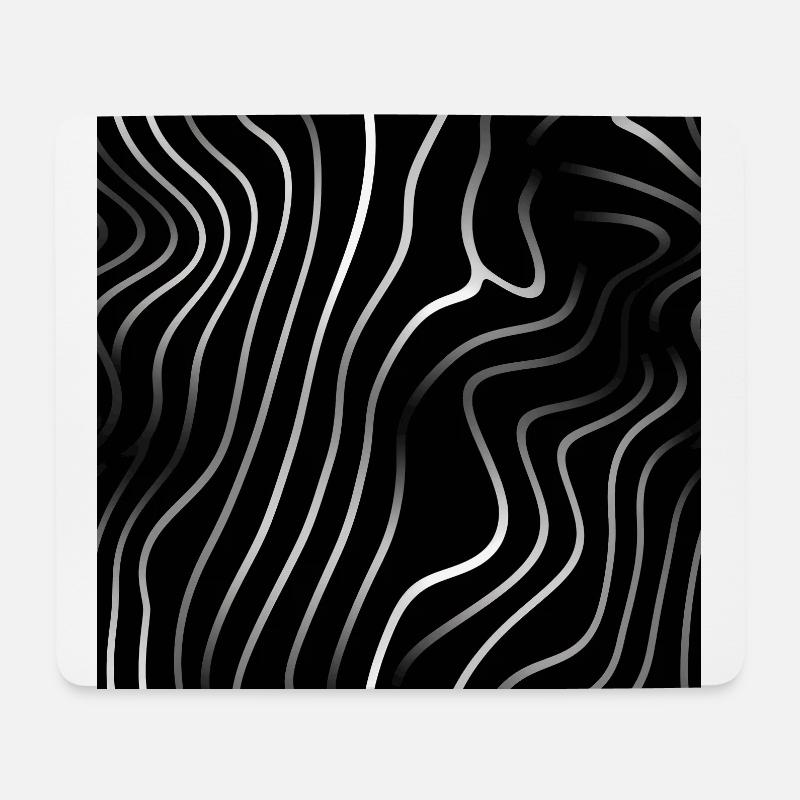 Élégance monochrome : lignes abstraites blanches sur noir - Tapis de souris (format paysage) - blanc