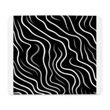 Monochrome Eleganz: Weiße abstrakte Linien auf Schwarz - Mousepad (Querformat) - Weiß - Vorne