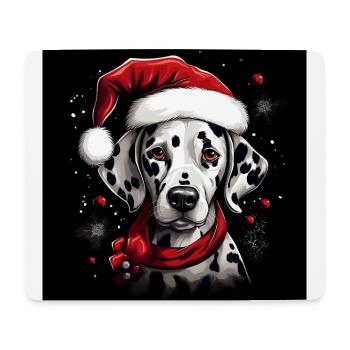 Dalmatiner mit Weihnachtsmannmütze - Mousepad (Querformat) - Weiß - Vorne