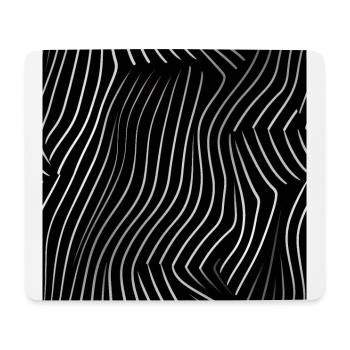 Monochrome Eleganz: Weiße abstrakte Linien auf Schwarz - Mousepad (Querformat) - Weiß - Vorne