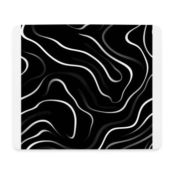 Monochrome Eleganz: Weiße abstrakte Linien auf Schwarz - Mousepad (Querformat) - Weiß - Vorne