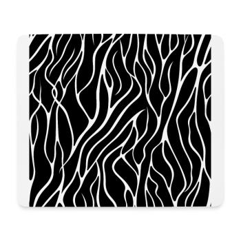 Monochrome Eleganz: Weiße abstrakte Linien auf Schwarz - Mousepad (Querformat) - Weiß - Vorne