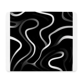 Monochrome Eleganz: Weiße abstrakte Linien auf Schwarz - Mousepad (Querformat) - Weiß - Vorne