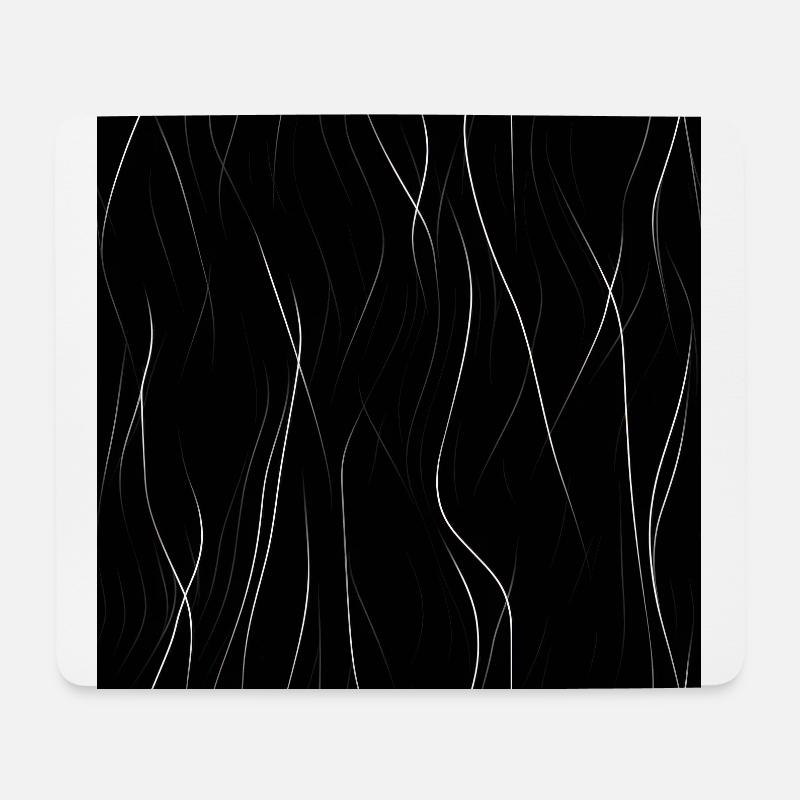 Élégance monochrome : lignes abstraites blanches sur noir - Tapis de souris (format paysage) - blanc