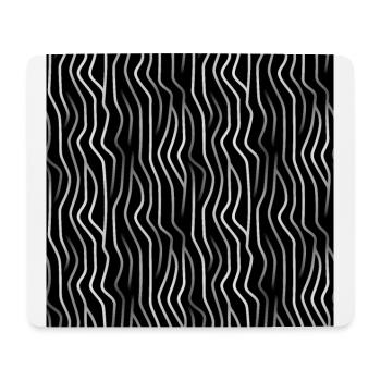 Monochrome Eleganz: Weiße abstrakte Linien auf Schwarz - Mousepad (Querformat) - Weiß - Vorne