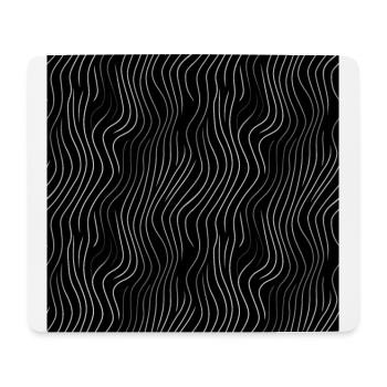 Monochrome Eleganz: Weiße abstrakte Linien auf Schwarz - Mousepad (Querformat) - Weiß - Vorne