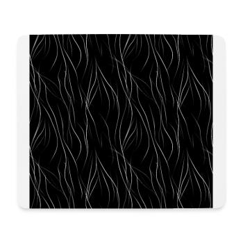 Monochrome Eleganz: Weiße abstrakte Linien auf Schwarz - Mousepad (Querformat) - Weiß - Vorne