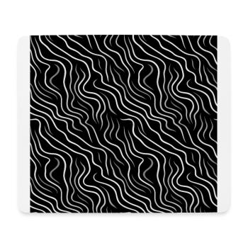 Monochrome Eleganz: Weiße abstrakte Linien auf Schwarz - Mousepad (Querformat) - Weiß - Vorne