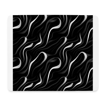 Monochrome Eleganz: Weiße abstrakte Linien auf Schwarz - Mousepad (Querformat) - Weiß - Vorne
