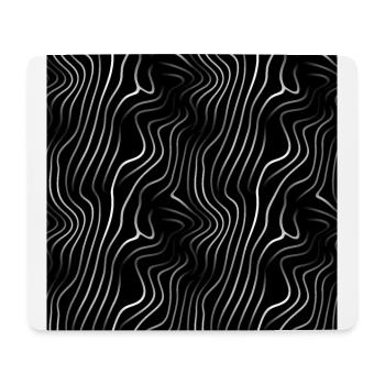 Monochrome Eleganz: Weiße abstrakte Linien auf Schwarz - Mousepad (Querformat) - Weiß - Vorne