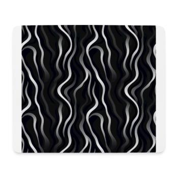 Monochrome Eleganz: Weiße abstrakte Linien auf Schwarz - Mousepad (Querformat) - Weiß - Vorne
