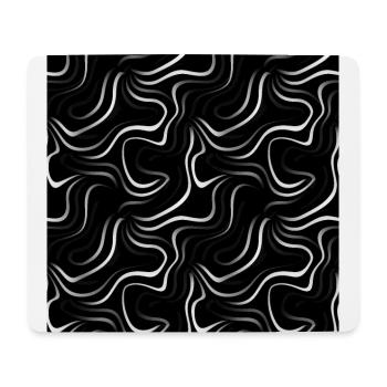 Monochrome Eleganz: Weiße abstrakte Linien auf Schwarz - Mousepad (Querformat) - Weiß - Vorne