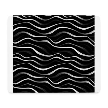 Monochrome Eleganz: Weiße abstrakte Linien auf Schwarz - Mousepad (Querformat) - Weiß - Vorne
