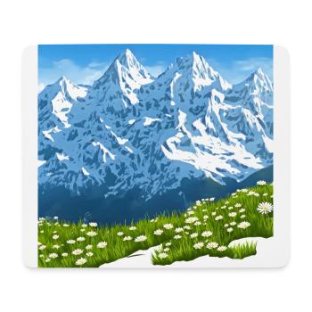 EDELWEISS WIESE BERG ALPENPANORAMA - Mousepad (Querformat) - Weiß - Vorne
