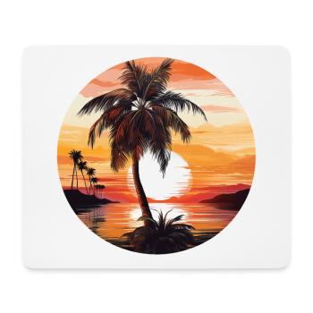 Wundervoller Sonnenuntergang mit Palmen und Meer - Mousepad (Querformat) - Weiß - Vorne