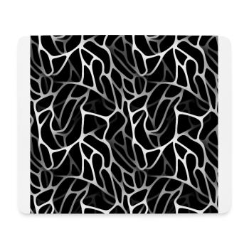 Monochrome Eleganz: Weiße abstrakte Linien auf Schwarz - Mousepad (Querformat) - Weiß - Vorne