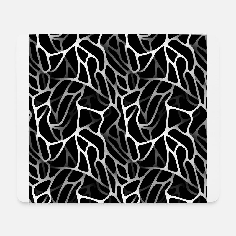 Élégance monochrome : lignes abstraites blanches sur noir - Tapis de souris (format paysage) - blanc