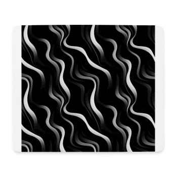 Monochrome Eleganz: Weiße abstrakte Linien auf Schwarz - Mousepad (Querformat) - Weiß - Vorne