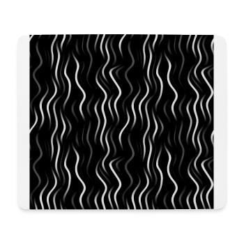 Monochrome Eleganz: Weiße abstrakte Linien auf Schwarz - Mousepad (Querformat) - Weiß - Vorne
