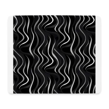 Monochrome Eleganz: Weiße abstrakte Linien auf Schwarz - Mousepad (Querformat) - Weiß - Vorne
