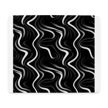 Monochrome Eleganz: Weiße abstrakte Linien auf Schwarz - Mousepad (Querformat) - Weiß - Vorne