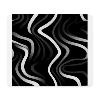 Monochrome Eleganz: Weiße abstrakte Linien auf Schwarz - Mousepad (Querformat) - Weiß - Vorne