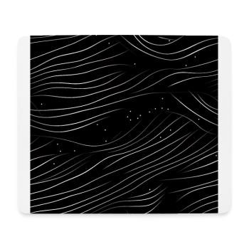 Monochrome Eleganz: Weiße abstrakte Linien auf Schwarz - Mousepad (Querformat) - Weiß - Vorne