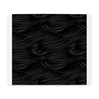 Monochrome Eleganz: Weiße abstrakte Linien auf Schwarz - Mousepad (Querformat) - Weiß - Vorne