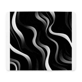 Monochrome Eleganz: Weiße abstrakte Linien auf Schwarz - Mousepad (Querformat) - Weiß - Vorne