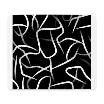 Monochrome Eleganz: Weiße abstrakte Linien auf Schwarz - Mousepad (Querformat) - Weiß - Vorne