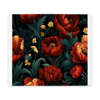 Dutch Nocturne: Leuchtende florale Pastorale auf Schwarz - Mousepad (Querformat) - Weiß - Vorne