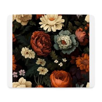 Dutch Nocturne: Leuchtende florale Pastorale auf Schwarz - Mousepad (Querformat) - Weiß - Vorne