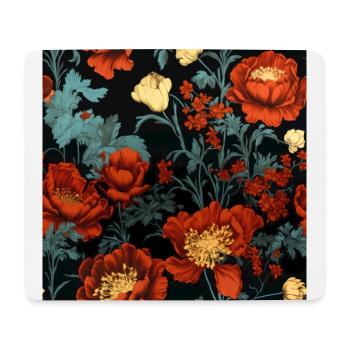 Dutch Nocturne: Leuchtende florale Pastorale auf Schwarz - Mousepad (Querformat) - Weiß - Vorne